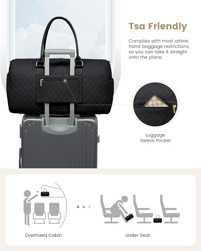 LOVEVOOK Travel Duffle Bag, Weekender Bag for Women with Toiletry Bag, Carry on Overnight Bag with Shoe Compartment, Gym Duffel Bag with Wet Pocket, Mommy Hospital Bags for Labor and Delivery - Image 6