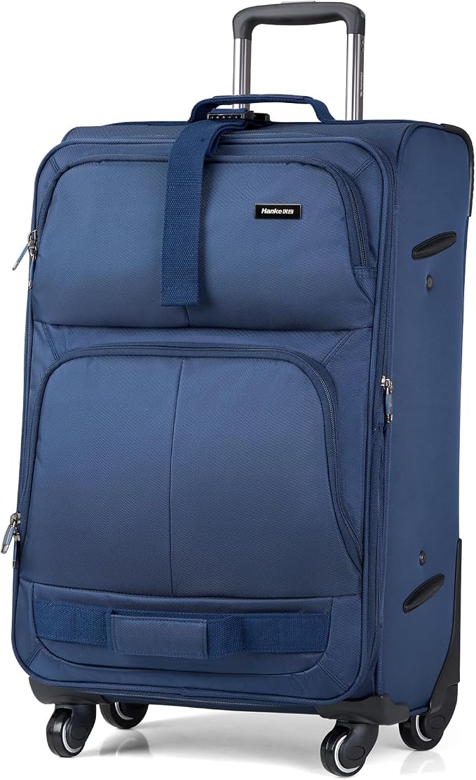 Hanke 28 Inch Softside Expandable Luggage with Spinner Wheels,Check Large Luggage Rolling Suitcase Travel Luggage with TSA Approved,Blue by Hanke