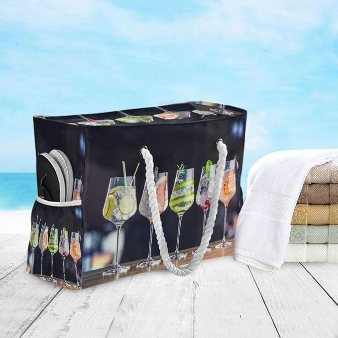 senya Large Beach Shoulder Bags Canvas Tote Water Resistant for Gym Travel Daily - Image 3