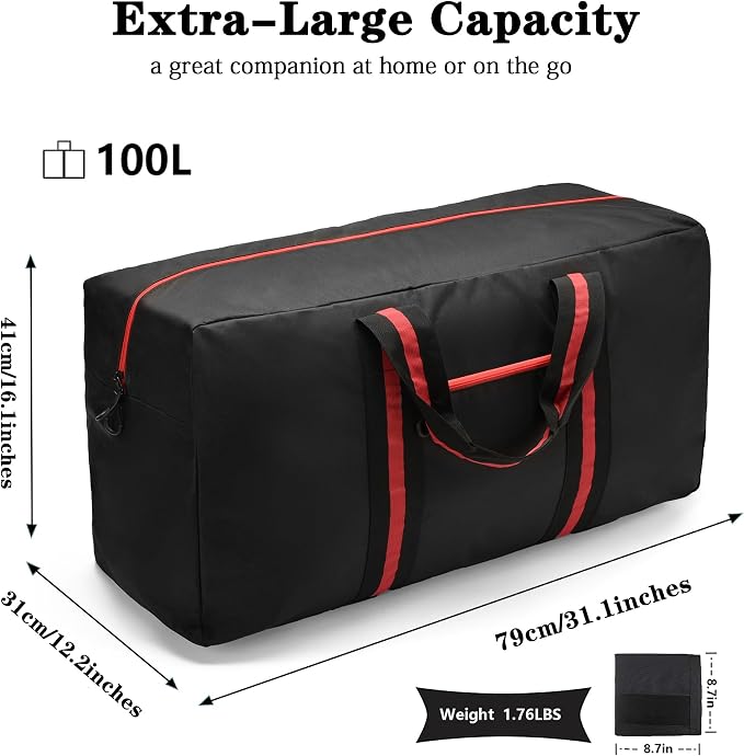 100L Large Duffle Bag for Travel 31.1” Diffle Bag - Overnight Weekender Camping, Storage for Men Women, 2 Pack - Image 3