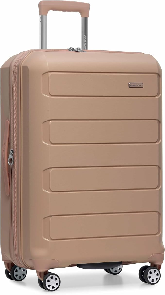 Traveler's Choice Pagosa Hardshell Expandable Luggage with Spinner Wheels, Latte Beige, 2-Piece Set (22/27) - Image 2
