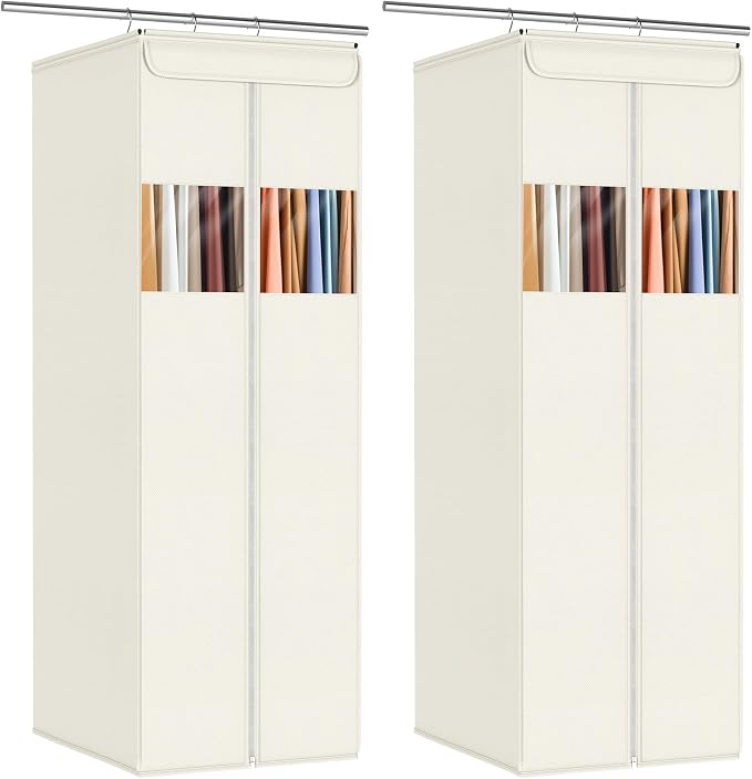 Zilink Clear Garment Bags for Hanging Clothes 54" Large Hanging Garment Bag for Closet Storage with Clear Window Space Saving Garment Storage Bags for Suits, Coats, Dresses, 2-Pack by Zilink