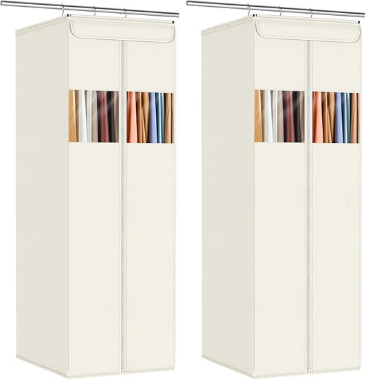 Zilink Clear Garment Bags for Hanging Clothes 54" Large Hanging Garment Bag for Closet Storage with Clear Window Space Saving Garment Storage Bags for Suits, Coats, Dresses, 2-Pack by Zilink
