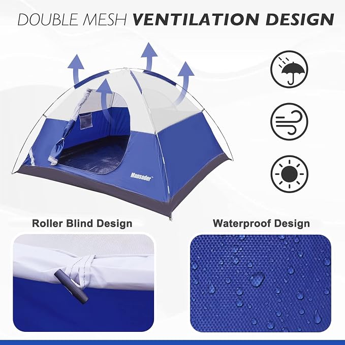 Camping Tent, Waterproof 2/3/4 Person Tents for Camping, Lightweight Easy Set Up Outdoor Hiking Tent Backpacking Tent with Carry Bag, Backpack Tent Suit for Family Beach Hiking Travel - Image 4
