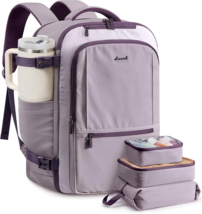 LOVEVOOK Travel Backpack for Women & Men, 40L Large Carry On Backpack Airline Approved, TSA Personal Item Weekender Bag, Water Resistant Laptop Backpacks with 3 Packing Cubes for Travel Essentials by LOVEVOOK
