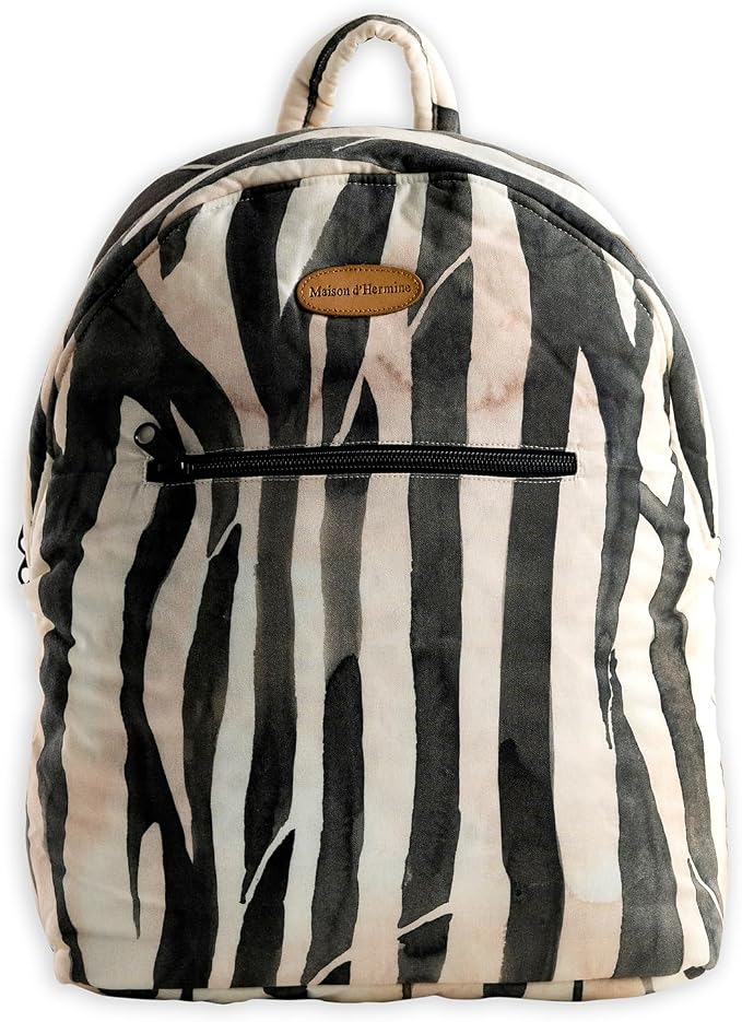 Maison d' Hermine Backpack for Women Men Cotton Shoulder Multipurpose Rucksack with Small Pouch Lightweight Multi Pocket Bag for Travel Work Beach Perfect for Spring Summer (Zebra) by MaisondHermine