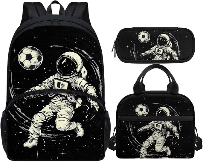 Astronaut Backpack and Lunch Box Set for Boys 8-12 Elementary School Bag Kids Bookbag with Lunch Bag Pencil Case 3Pcs Middle Preschool Bag Set by Vanideaoty