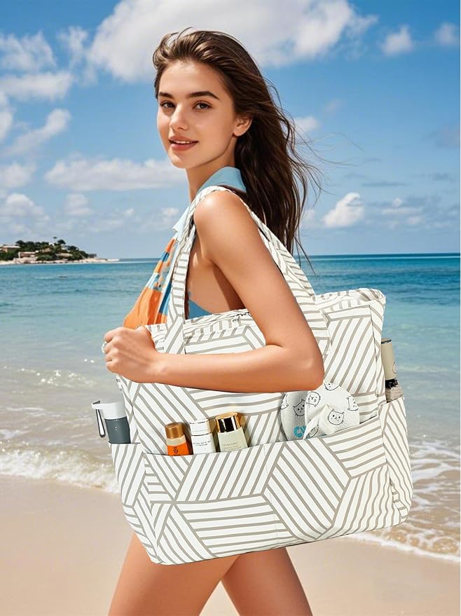 Bluboon Waterproof Beach Tote Pool Bags for Women Ladies Extra Large Carry On Bag With Wet Compartment for Weekender Travel - Image 3