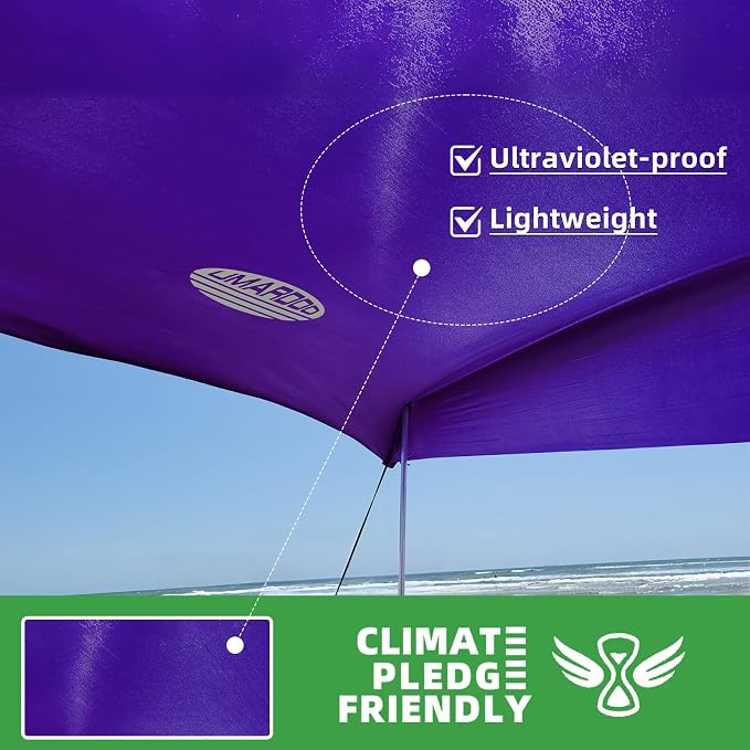 UMARDOO Family Beach Tent Canopy Sun Shade Portable, Large Compact Beach Sun Shelter Easy Setup with Packable Bag for Outdoor Travel (Purple, 12X12 FT. 4Poles) - Image 2