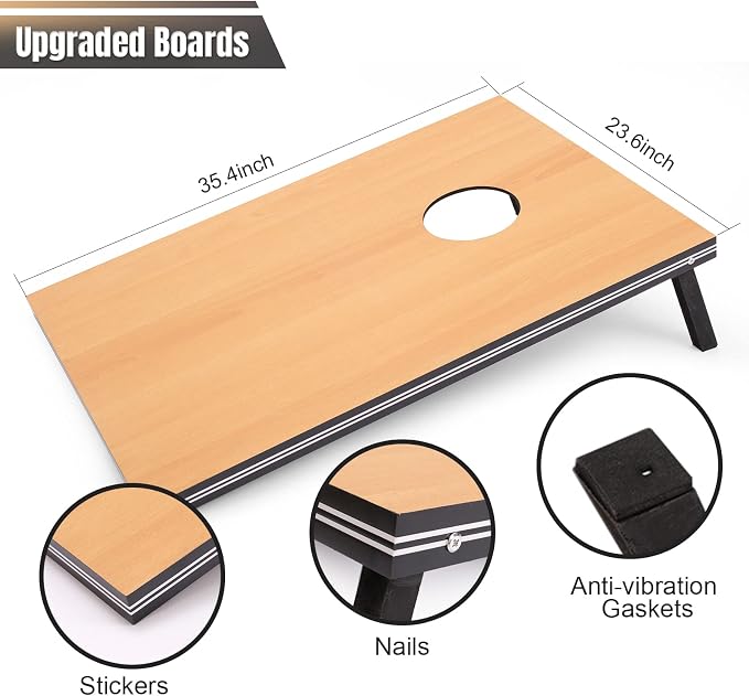 Cornhole Set 4x2 and 3X2 Regulation Size Corn Holes Sets with Carrying Bags & 8 Bean Bags Cornhole Boards Bean Toss Games for Adults Family Outdoor Beach Lawn Outside Backyard Games - Image 3