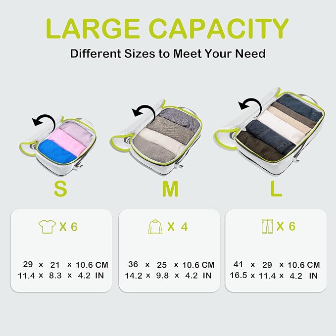 Cipway Compression Packing Cubes, Ultralight Luggage Organizer Bags, Travel Essentials for Carry on Suitcase (3 Piece,White) - Image 6