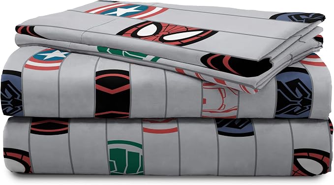 Jay Franco Kids Sheet Set with Fitted, Flat Sheets & Pillow Cover - Ultra-Soft Bedding with Pillowcase for Room Decor, Gray - Avengers, 4 Piece Full - Image 7