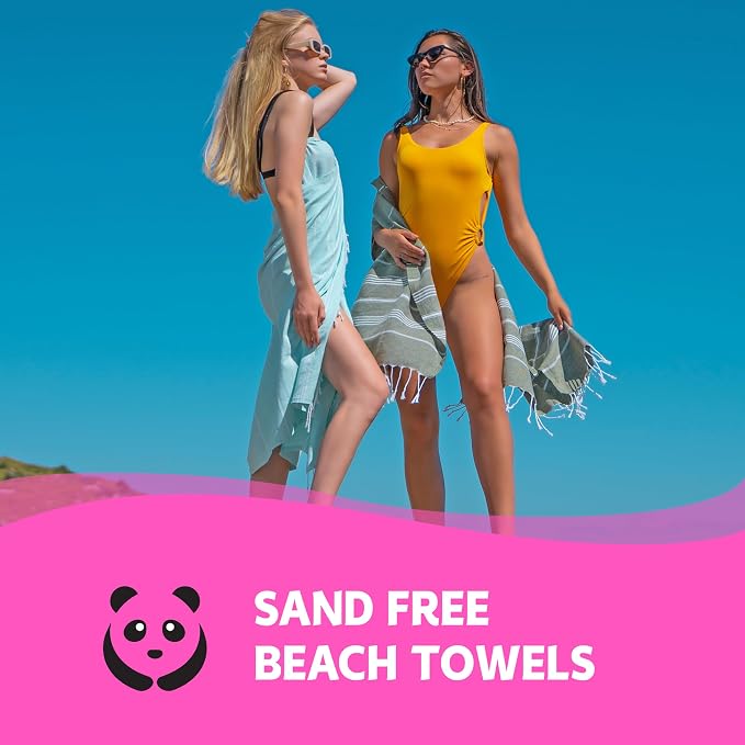 HAVLULAND Set of 5 Turkish Beach Towel Oversized 39x71 Turkish Bath Towels Highly Absorbent Quick Dry Extra Large Sand Free Beach Towels for Beach Pool Spa Gym Yoga Travel Camping Blanket - Image 5