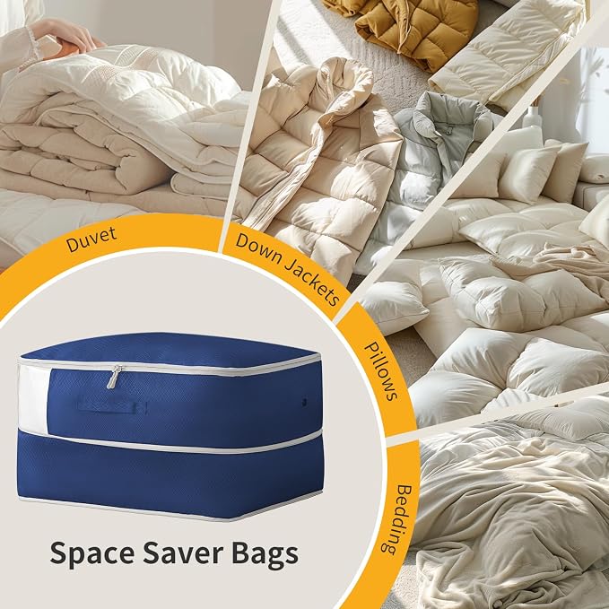 DIMJ Comforter Storage Bag 6 Pack - Blanket Storage Organizer Compression Bags, Large Capacity Ultra Space Saving Self Compression Organize for Bedding, Pillow, Duvet, Sheet Storage with Zipper Window - Image 8