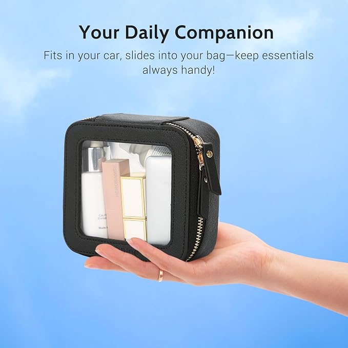 Aveniee Clear Makeup Bag Set (2-Piece Mini & Midi) - Travel Toiletry Organizer for Women, Waterproof Cosmetic Pouch & Car Accessory for Travel Size Toiletries, Black - Image 6