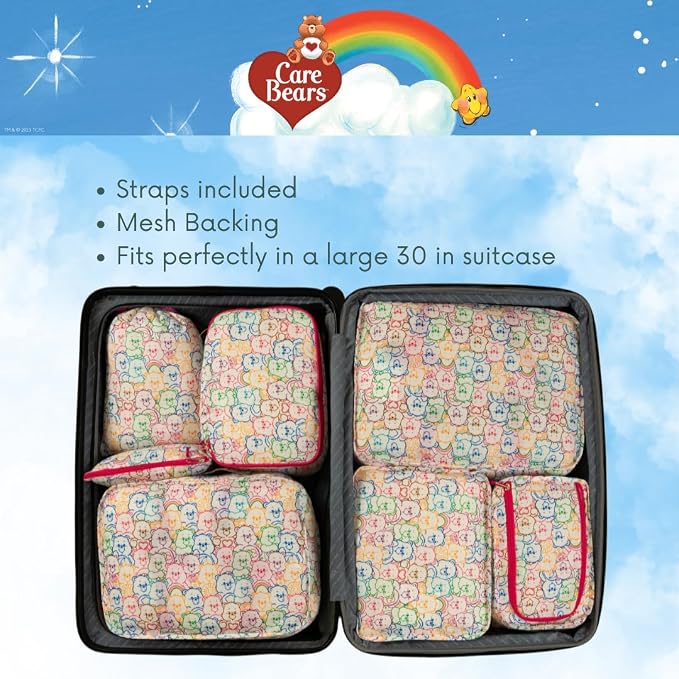 Care Bears Beauty 7 Piece Soft Storage Organization Packing Cubes Travel Set (Officially Licensed Product) By Franco Collectibles - Image 5