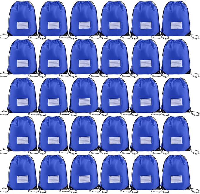 30 Pack Drawstring Bags,Bulk Draw String Backpack, DIY Gym Sports Cinch Bag Sackpack for Women Men, Blue by CODOBON