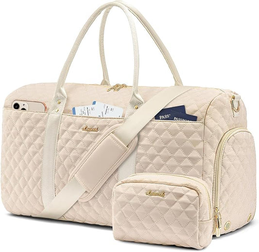LOVEVOOK Travel Duffle Bag, Weekender Bags for Women with Shoe Compartment, Quilted Carry on Overnight Bag with Toiletry Bag, Hospital Bags for Labor and Delivery, Gym Duffel Bag with Wet Pocket by LOVEVOOK
