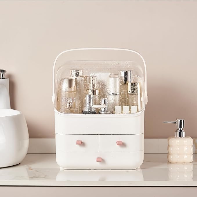 Large Makeup Organizer w Drawers Beauty Organizer Makeup Box Holder Vanity Organization Desk Countertop MakeUp Organizers Bathroom Counter Organizer Skincare Cosmetic Case Stand Dustproof Lid Gift - Image 7