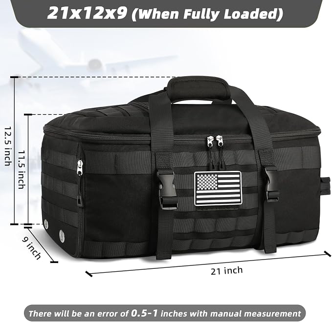 Gym Bags for Men Women, Carry On Luggage 22x14x9 Airline Approved, Tactical Duffle Bag with Shoe Compartment, 3 in 1 Carry on Travel Backpack with Wet Pocket, Weekender Overnight Bag, Black - Image 6