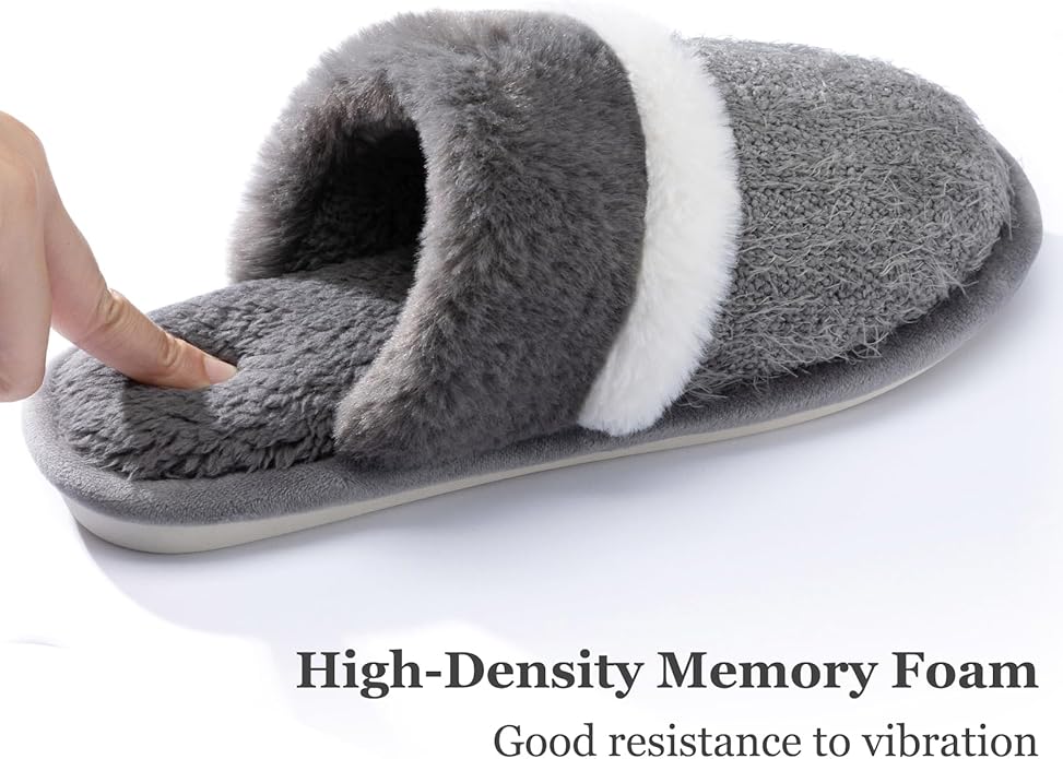 MAXTOP Womens Cozy Memory Foam Slippers Soft Warm Slip On Faux Fur House Slippers,Anti-Skid Rubber Sole,Creative Gifts for Women Mom Girlfriend
