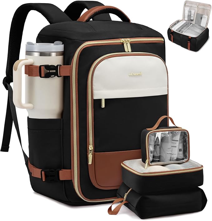 LOVEVOOK 50L Travel Backpack for Women, TSA Approved Carry On Backpack with 3 Packing Cubes, Personal Item Bag Fits 17" Laptop, Water-resistant Carry On Bag for Airplanes by LOVEVOOK