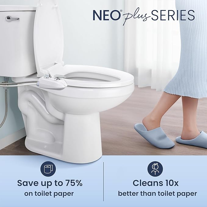 LUXE Bidet NEO 320 Plus - Warm Water, Dual Nozzle, Non-Electric Bidet Attachment for Toilet Seat, Patented Slide-In Install, 360° Self-Clean, EZ-Lift to Clean, Feminine & Rear Wash (White)