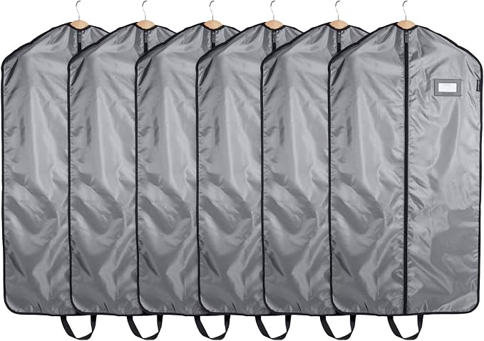 Covermates Keepsakes Garment Bag Set for Closet Storage and Travel – Breathable Suit and Dress Bags with ID Window and Carrying Handles – Heavy-Duty Hanging Wardrobe Protection Set, Grey by Covermates