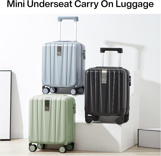 Hanke 14 Inch Underseat Carry On Luggage with Wheels Hard Shell Suitcases Carry On Bag Lightweight Small Mini Suitcase Travel Luggage for Travel（Bamboo Green） - Image 6