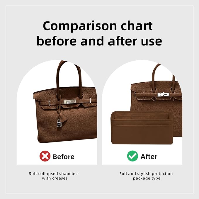 DGAZ Purse Organizer Silky Smooth,Silk,Luxury Handbag Tote in Bag Shapers, Women- Fits Birkin25/30/35/40 Bags (Gold, BK30) | Soft and Lightweight,Perfect Fit,Multi-pocket Storage,Bag Protector,Luxury Bag Care,Handmade,for Smooth Bag Organizer - Image 5
