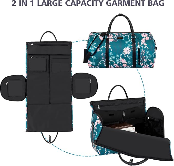 Garment Bag for Travel Convertible Carry On Garment Bag Large Travel Duffel Bags for Women 2 in 1 Hanging Suitcase Suit Travel Bags for Women & Men 3pcs Set - Image 2