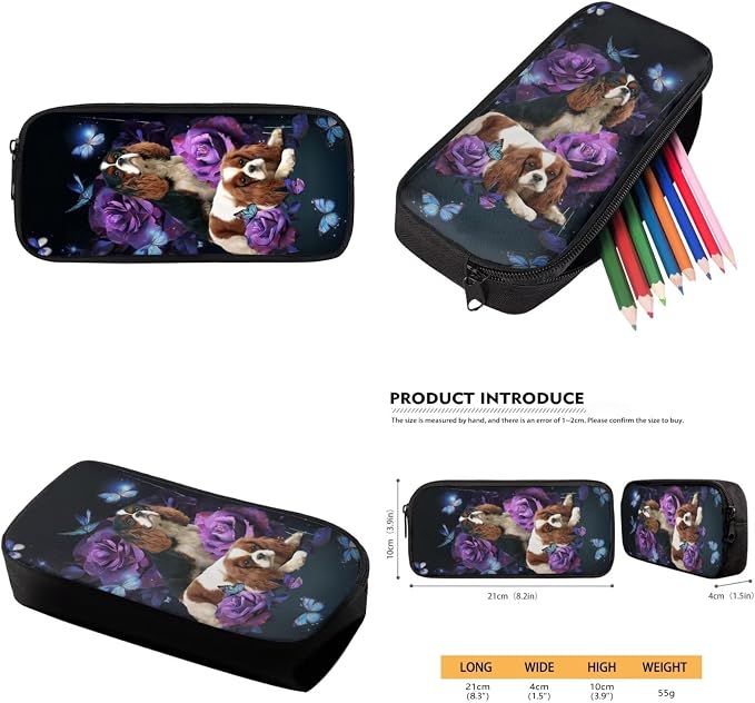 Cavalier King Charles Spaniel Dog Backpack with Lunch Box Kids Girls 6-8 Kids Elementary School Bookbag Lunch Bag Pencil Case Water Bottle Holder Butterfly Rose Back Pack Toodler Back Pack - Image 6