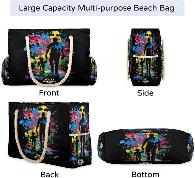 Large Beach Bag with Zipper Beach Bags for Women Water Resistant Swim Pool Bag - Image 6