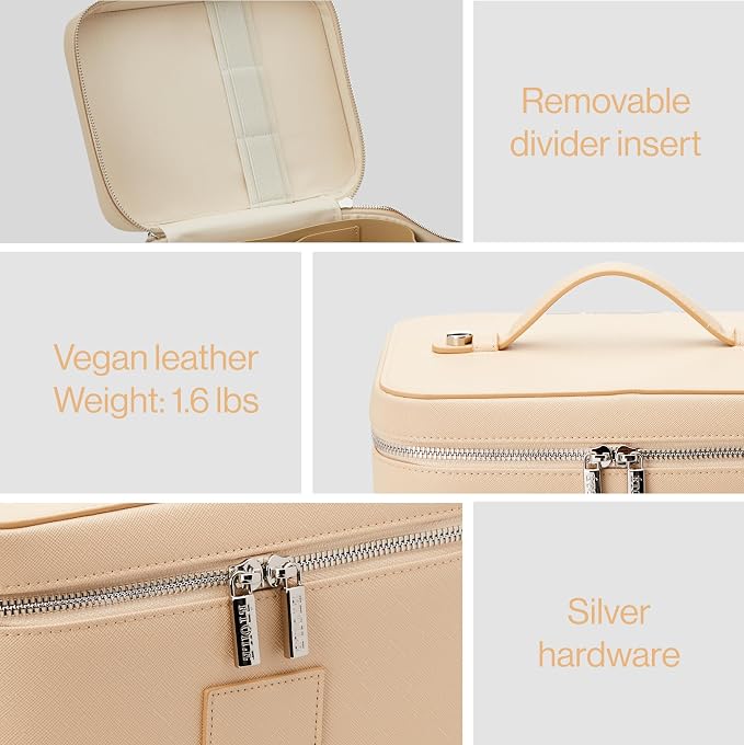 ETOILE - Vanity Case Beige - Stylish Travel Makeup Bag Organizer with Dividers - Image 3