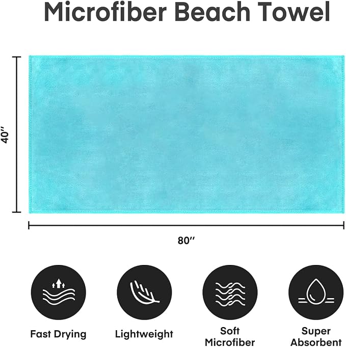 JML Microfiber Bath Sheet Towels, 2 Pack, 40" x 80", Aquamarine | Hanging Loop, Soft, Absorbent & Quick Dry, Lint Free, Fade Resistant, for Spa, Sauna, Swimming, Pool, Yoga - Image 4
