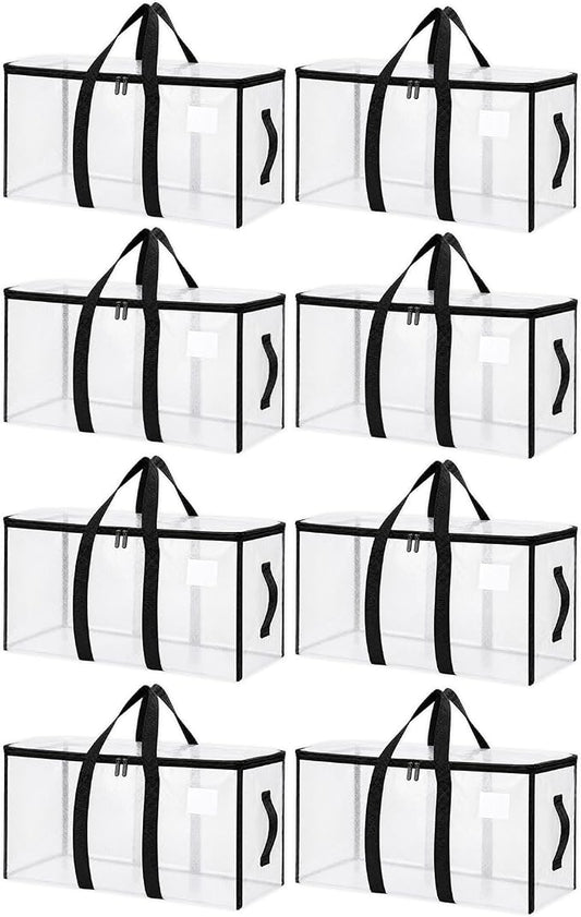 Songrey Heavy Duty Moving Bags, 8 Pack Large Storage Bags with Zipper & Handles, Waterproof Totes Bags for Clothes Packing, Moving, College Supplies, Home Organization by Unknown