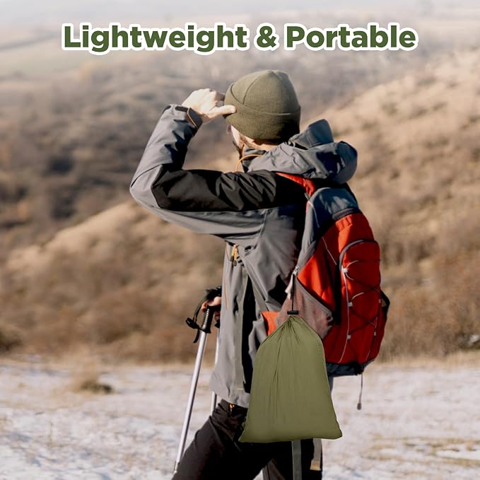 Camping Hammock with Rain Fly Tarp and Mosquito Net Tent Tree Straps, Portable Single Double Nylon Parachute Hammock Rainfly Set for Backpacking Hiking Travel Yard Outdoor Activities Green - Image 8