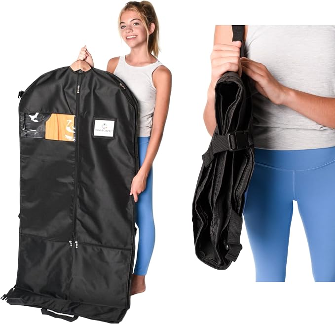 Waterproof Hanging Garment Bag 52 inch Deluxe Clothes Bag with Gusset, 4 Pockets & Side Zip for Dance Costumes, Sports, Skating, Theatre, Beauty Pageants & More by Kendall Country (Raven) - Image 7