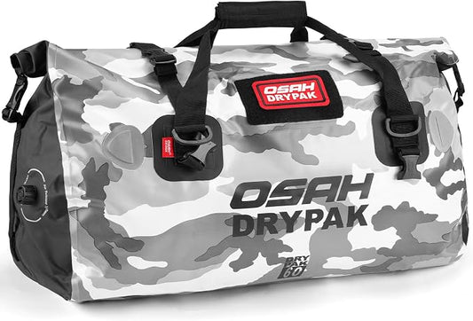 OSAH DRYPAK Waterproof Duffel Bag - Motorcycle Dry Bag Tail Bag with Large Storage Space, Waterproof Luggage Duffle Bags with Outer Mesh Zipper Pocket for Camping, Kayaking, Fishing & Traveling by OSAHDRYPAK