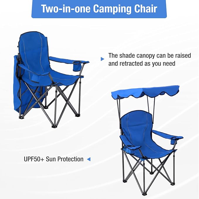 ALPHA CAMP Oversized Camping Chair with Shade Canopy, Folding Lawn Chairs - Image 6