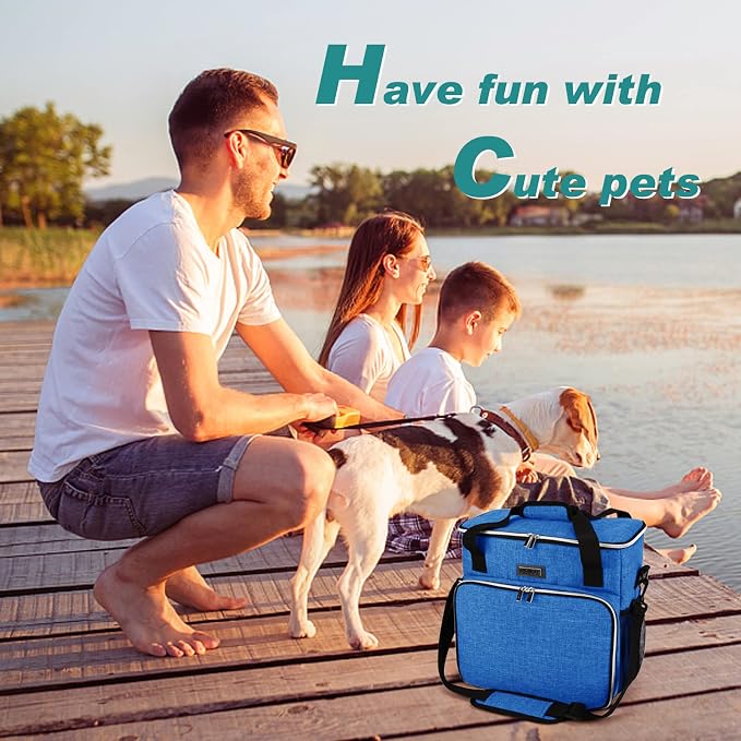 BAGLHER Dog Travel Bag, Pet Travel Bag (ALL Pet Travel Supplies), With 2 Pet Food Containers and 2 Collapsible Silicone Bowls; Essential Kits for Pet Travel Blue - Image 6