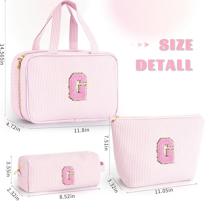 Gifts for Teen Girls Women - Travel Hanging Toiletry Bag & Makeup Bag - Personalized Initial Cosmetic Bag | Birthday Gift for Girl Trendy Stuff - Pink G - Image 6