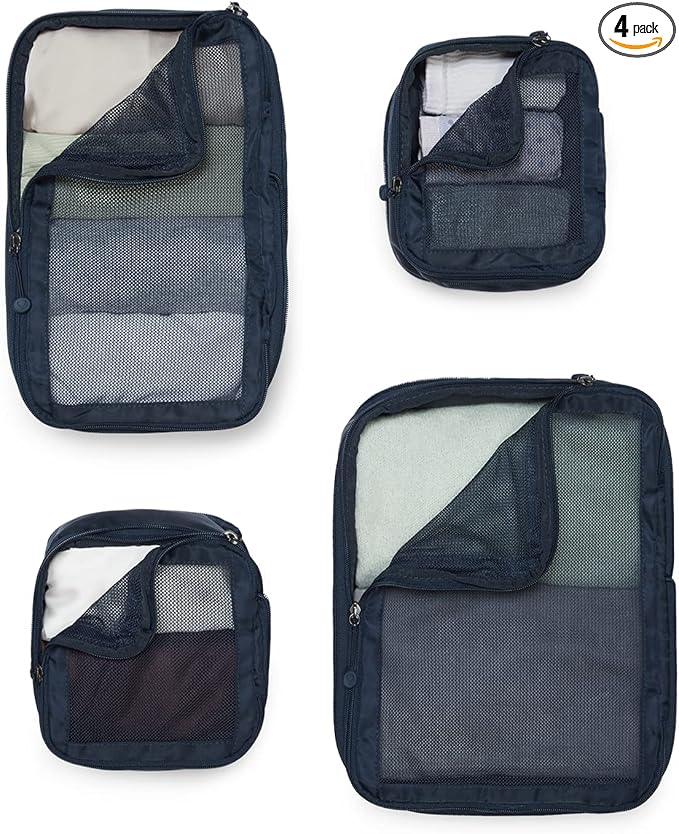 ANTLER | Chelsea | Set of 4 Packing Cubes For Suitcase | Suitcase Organizer Bags Set | Travel Accessories To Organize Clothes or Shoes | Traveling Essentials with Extra Strong Compression Zip, Navy by Unknown