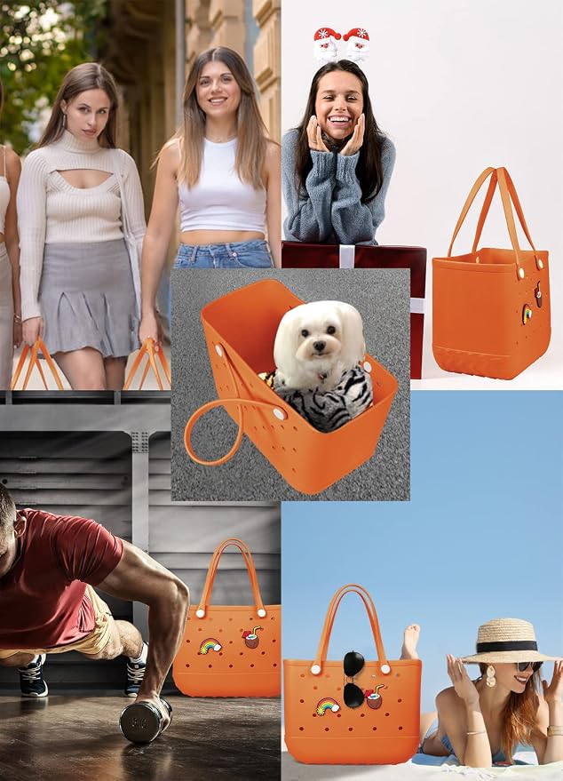 Baonat Beach Bag Rubber Tote Bag - Waterproof Travel Bag for Women Washable Tote Bag Handbag for Sports Beach Market Pool - Image 2