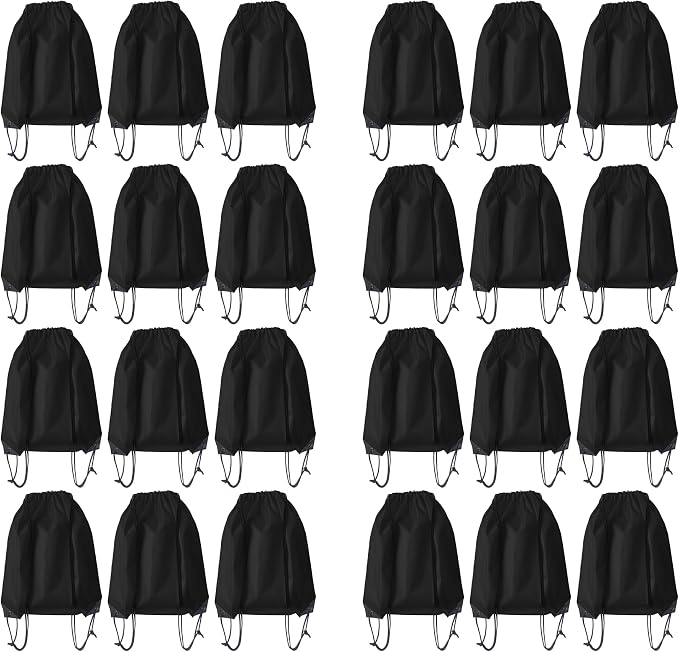 Drawstring Backpack Bulk 24Pcs Draw String Backpack Bags DIY Gym Sports Traveling Yoga Cinch Bag Sackpack Drawstring(black) by Unknown