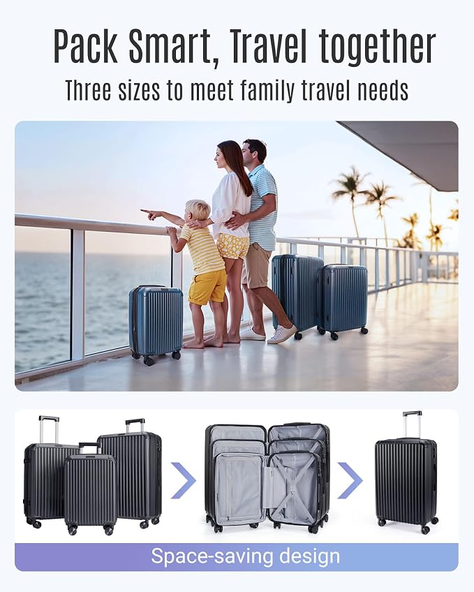 LIGHT FLIGHT 3 Piece Luggage Sets With Spinner Wheels Hardshell TSA Lock | Durability, Spinner Wheels, Hardside Lightweight, TSA Lock, Durable, PC+ABS, Mobility, - Image 2