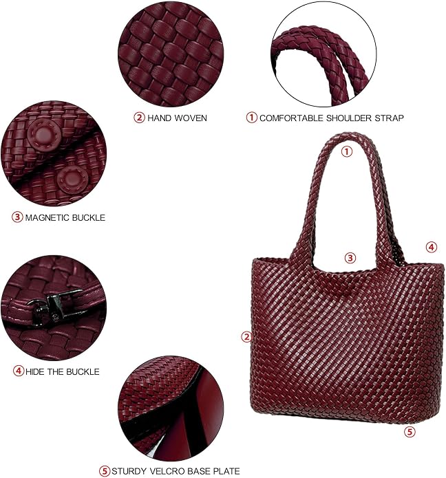 JINMANXUE Fashion Woven Bag Shopper Bag Travel Handbags and Purses Women Tote Bag Large Capacity Shoulder Bags - Image 5