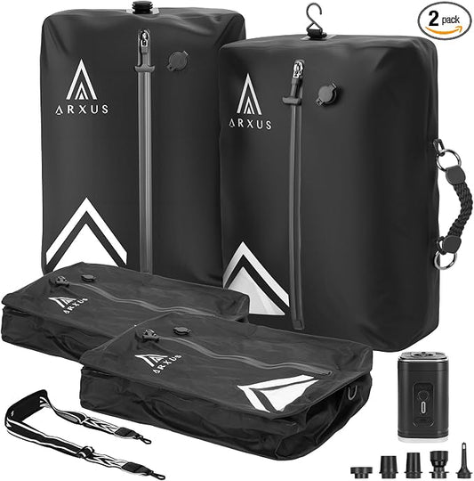 Arxus Vacuum Bags for Travel Airless, Compression Seal Packing Cubes with Adjustable Shoulder Strap, IP67 Reusable Portable Moving Supplies Kit for Clothing Storage, Luggage, Backpack, Suitcase by Arxus