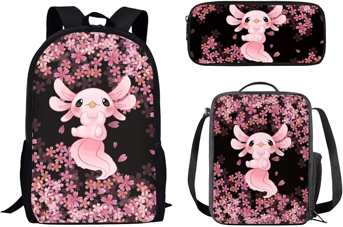 AFPANQZ Kids Backpack 3 Pieces Set Large Capacity School Bags with Heat Insulated Lunch Bags Small Pencil Bags 3 Pack by AFPANQZ