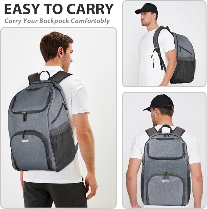 Bosynoy Bowling Backpack, Single Bowling Ball Bag with Shoe Compartment | Bowling Bag Totes with Foam Padded Protection, Fits Shoes Up to US Mens Size 16 and Accessories, Grey - Image 6